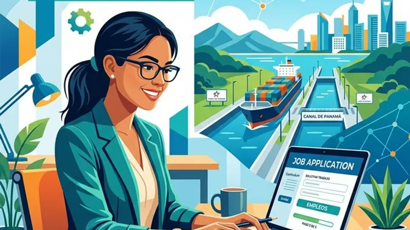 Portal de empleos del Canal de Panamá en una computadora