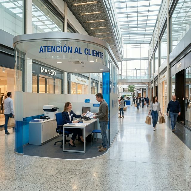 Oficinas de atención al cliente de APC Intelidat en un centro comercial en Panamá, gente pidiendo su reporte