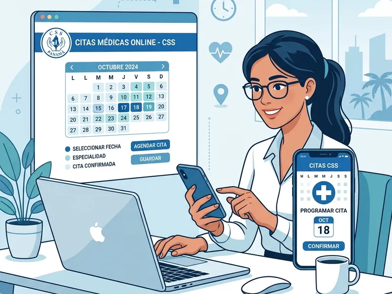 Persona utilizando la plataforma de Mi Caja Digital para agendar una cita del seguro social en Panamá