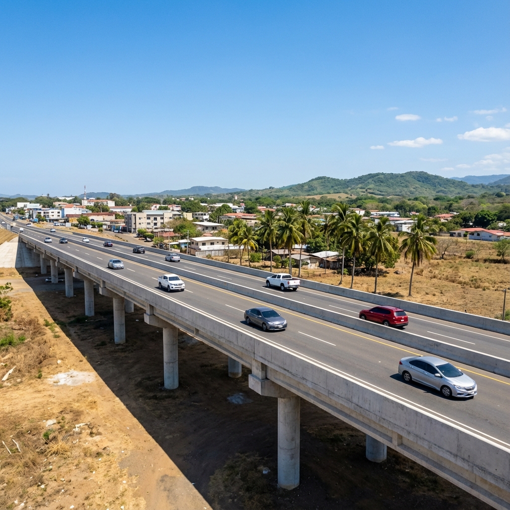 Vehículos circulando por el nuevo viaducto de Chitré