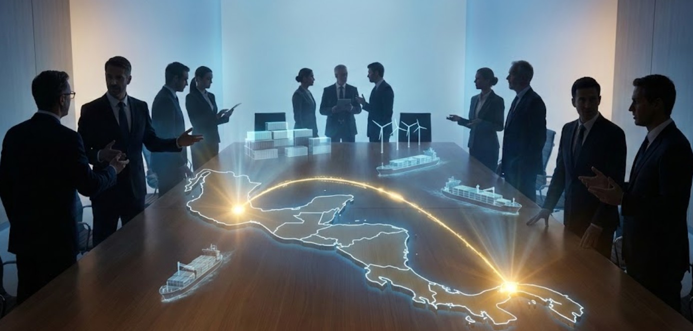 Reunión bilateral entre autoridades del MICI y delegación de Chiapas discutiendo mapas logísticos