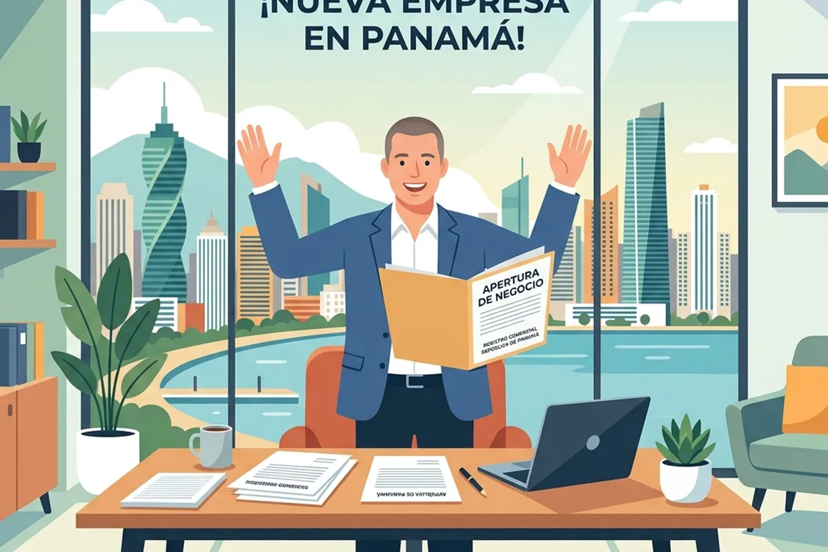 Emprendedor preparando documentos y requisitos de trámites de apertura de negocios en panamá